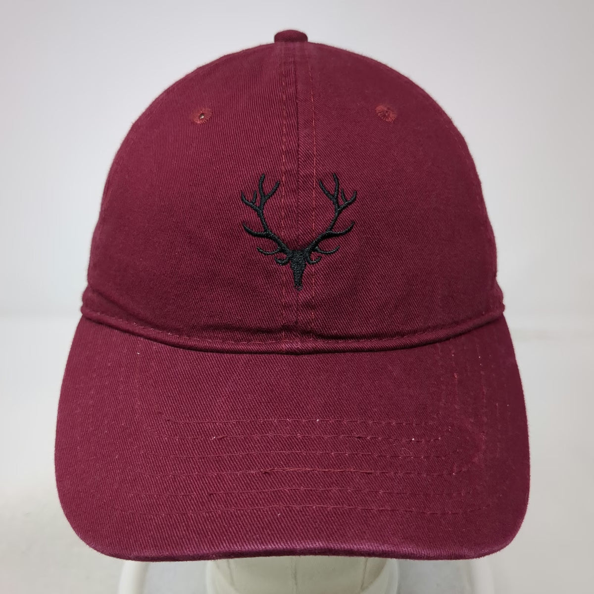 Baseball Cap Black One Size Antlers Embroidery Slideback Strapback Cotton Hat