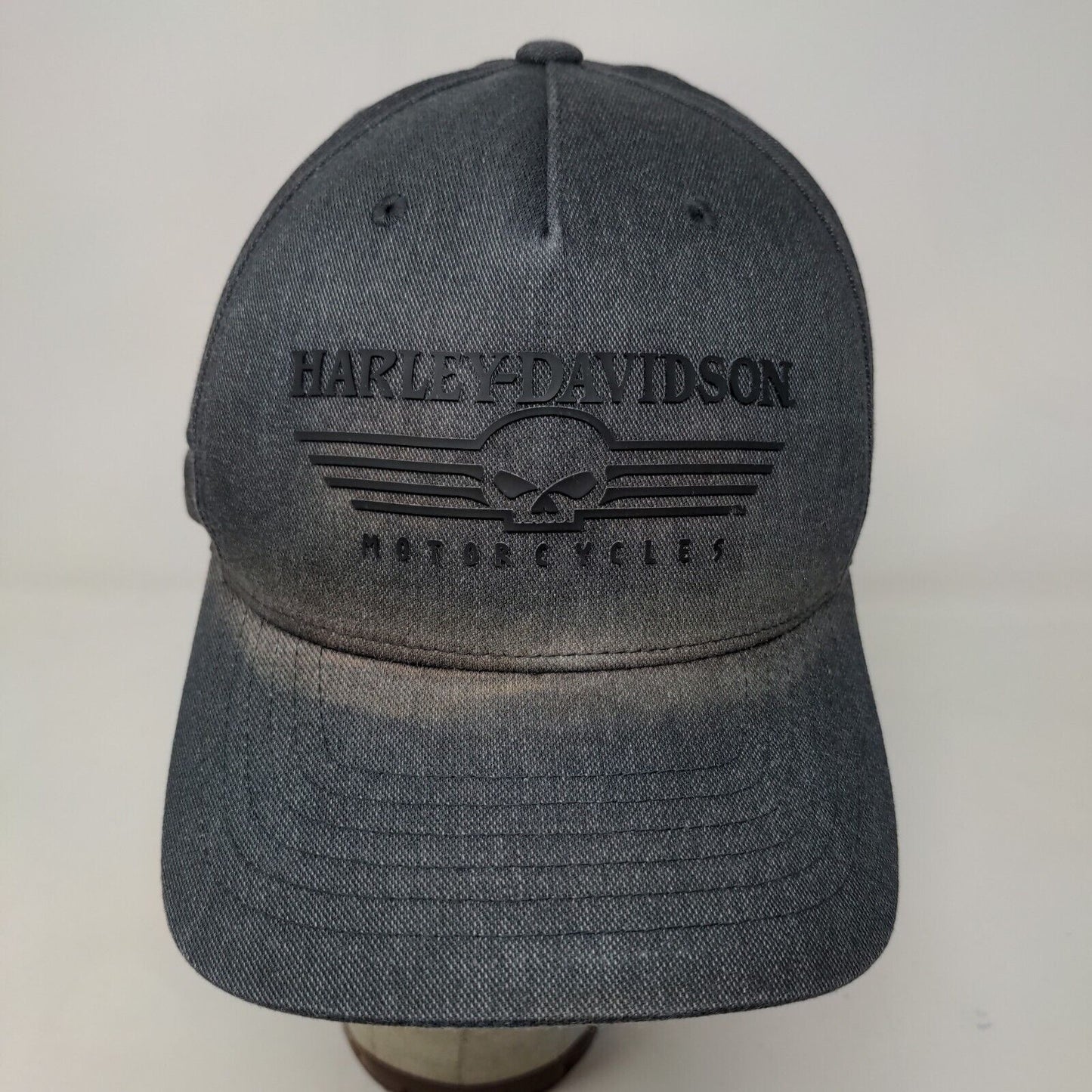 Harley Davidson Men's Fitted Hat Gray Size L/XL 3D Genuine Motorclothes Logo