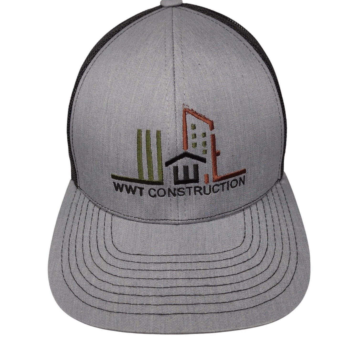 WWT Construction Snapback Trucker Hat Gray OSFA Adjustable Mesh Pacific Headwear