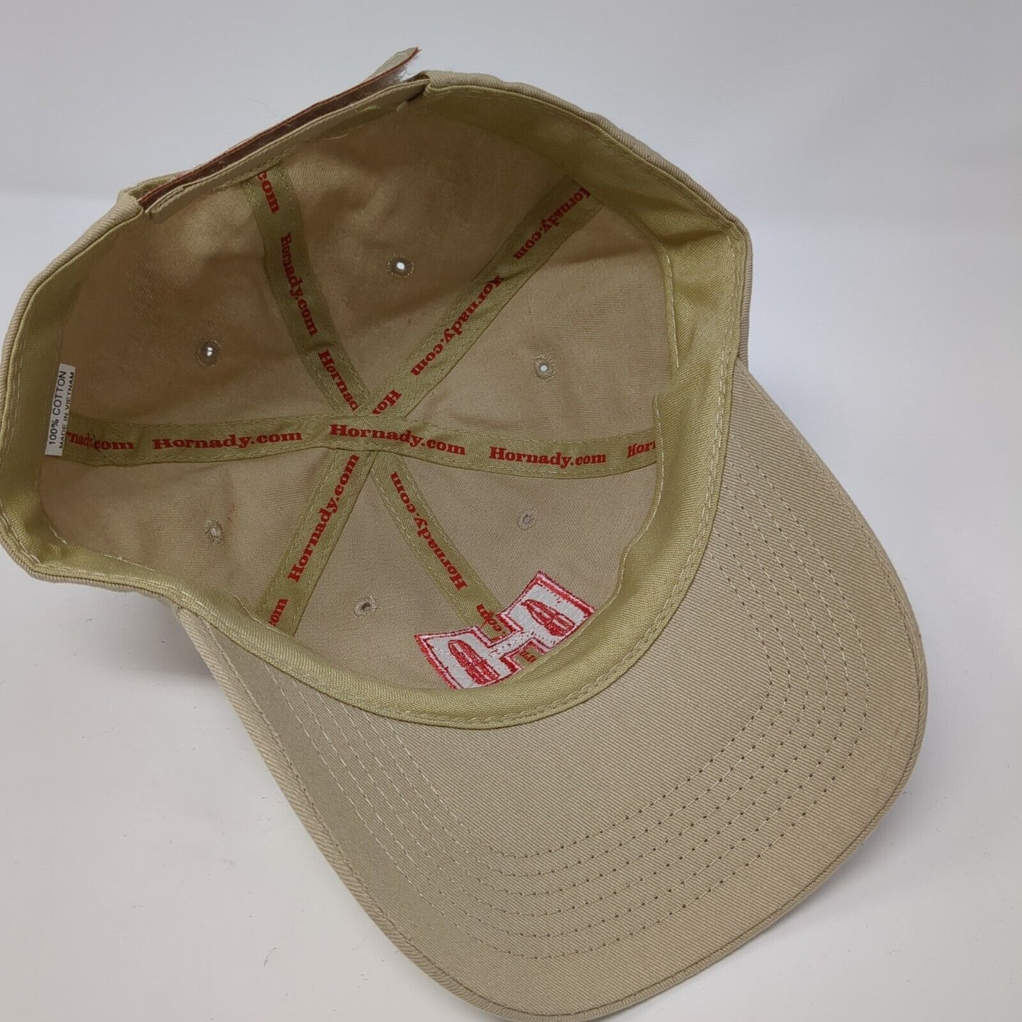 Hornady Strapback Hat Tan One Size Adjustable Embroidered 6 Panel Cotton