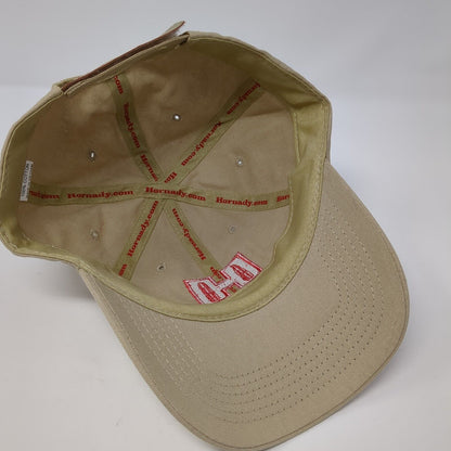 Hornady Strapback Hat Tan One Size Adjustable Embroidered 6 Panel Cotton