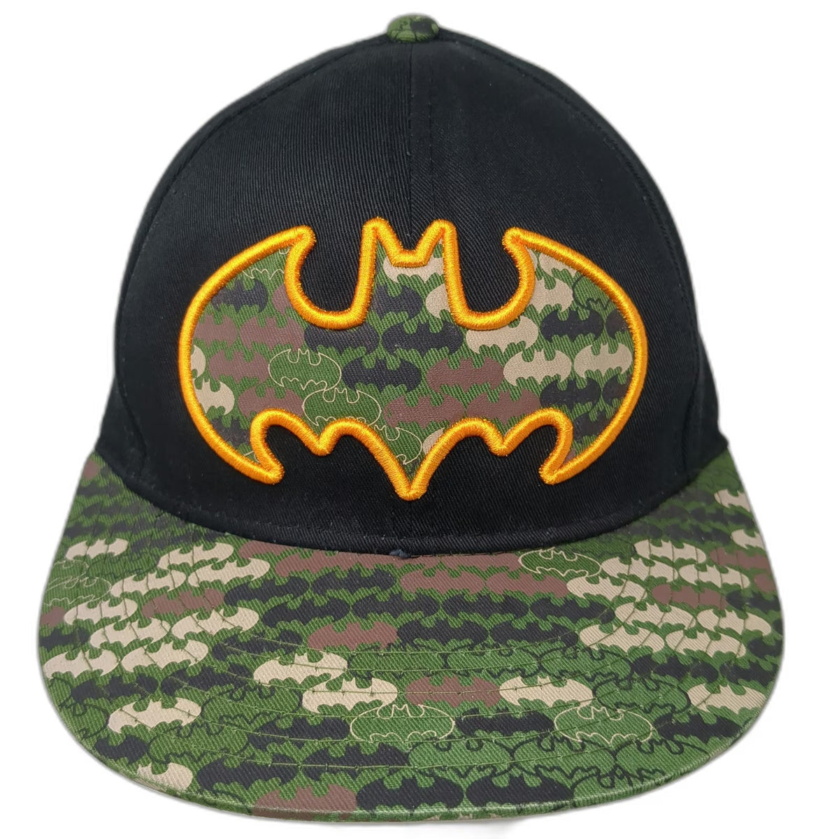 DC Comics Batman Baseball Cap Black XL Fitted Camo Logo Graphic Flat Brim Hat