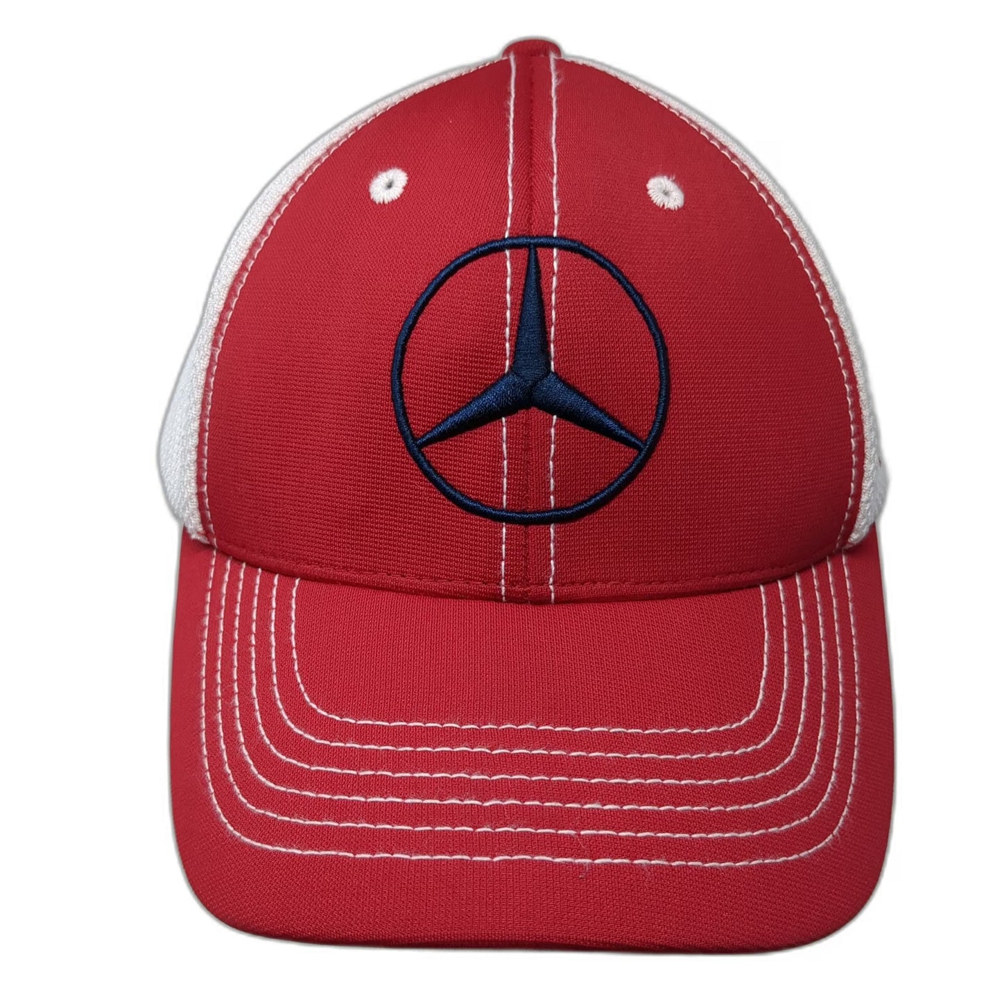 '47 Mercedes Benz Red White Mesh Back Strapback Baseball Cap Hat One Size