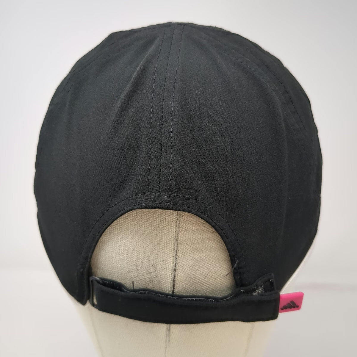 Adidas Baseball Cap Black One Size Strapback Climalite Mesh Pink Logo Piping Hat