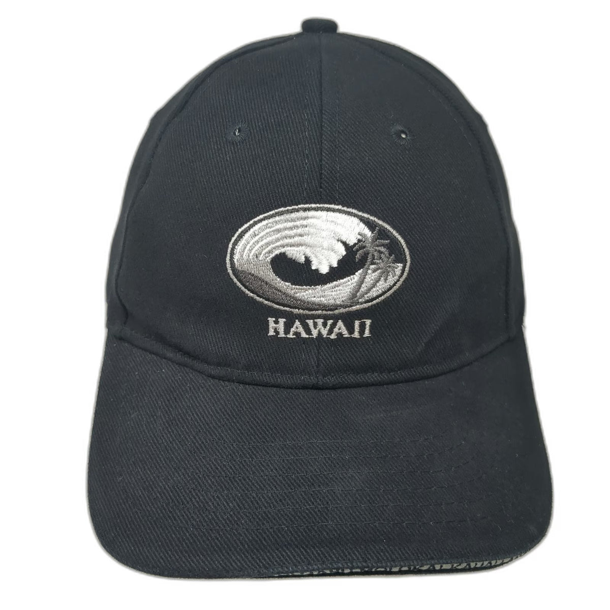 Surfware Baseball Cap Black One Size Hawaii Wave Palm Tree Graphic Strapback Hat