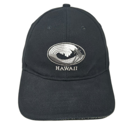 Surfware Baseball Cap Black One Size Hawaii Wave Palm Tree Graphic Strapback Hat