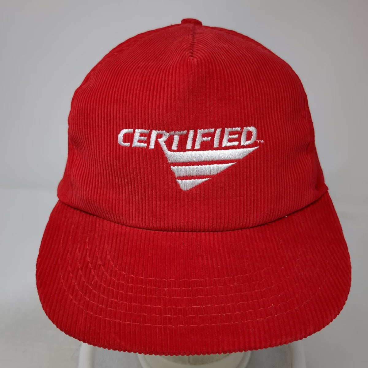 Trucker Red One Size Corduroy Snapback Hat Certified Graphic Embroidered Logo