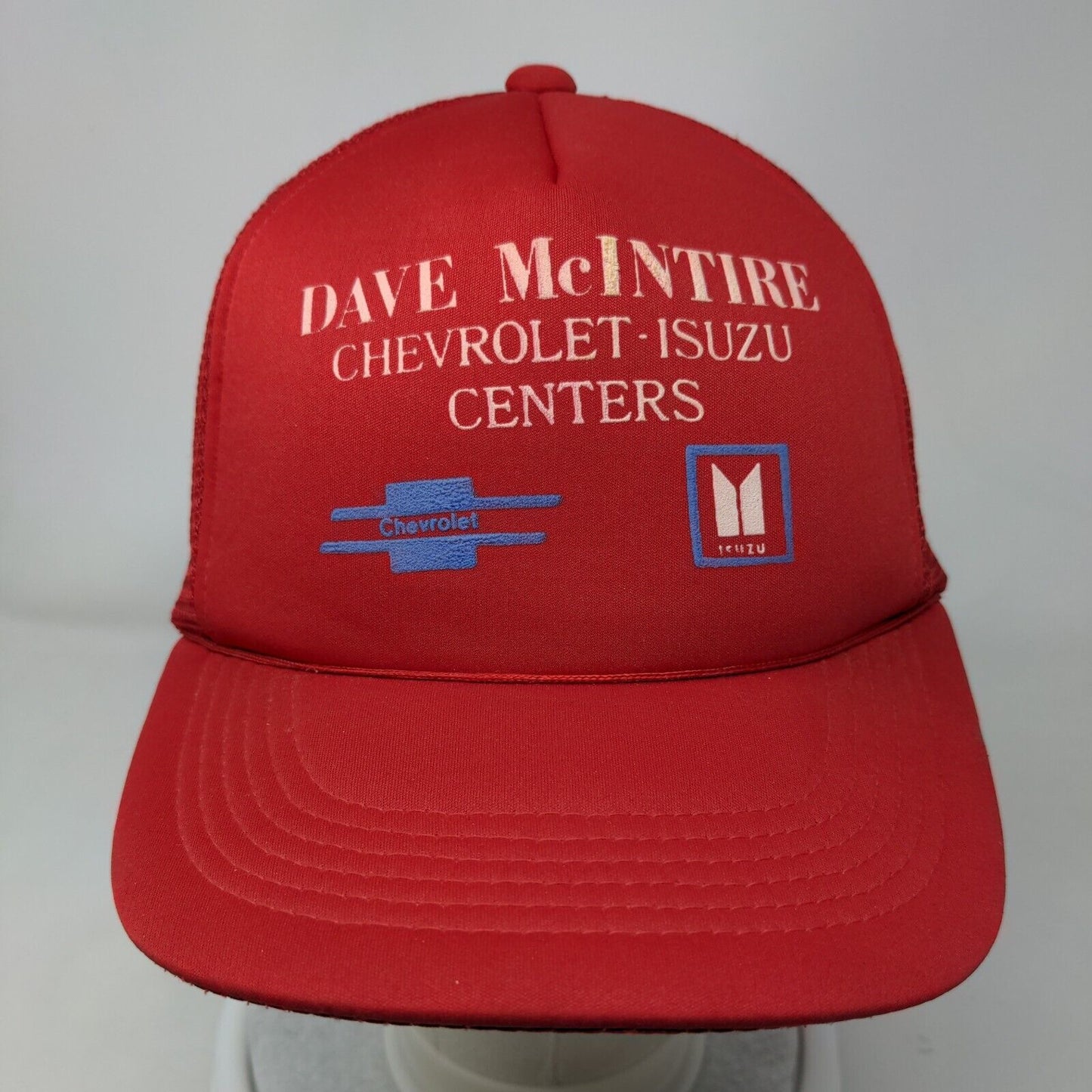 Dave McIntire Chevrolet-Isuzu Centers Snapback Trucker Hat Red OSFA Mesh Back