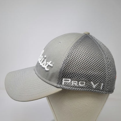 Titleist Baseball Cap Gray M Mesh Back Pro V1 FootJoy Stretch Fit New Era Hat