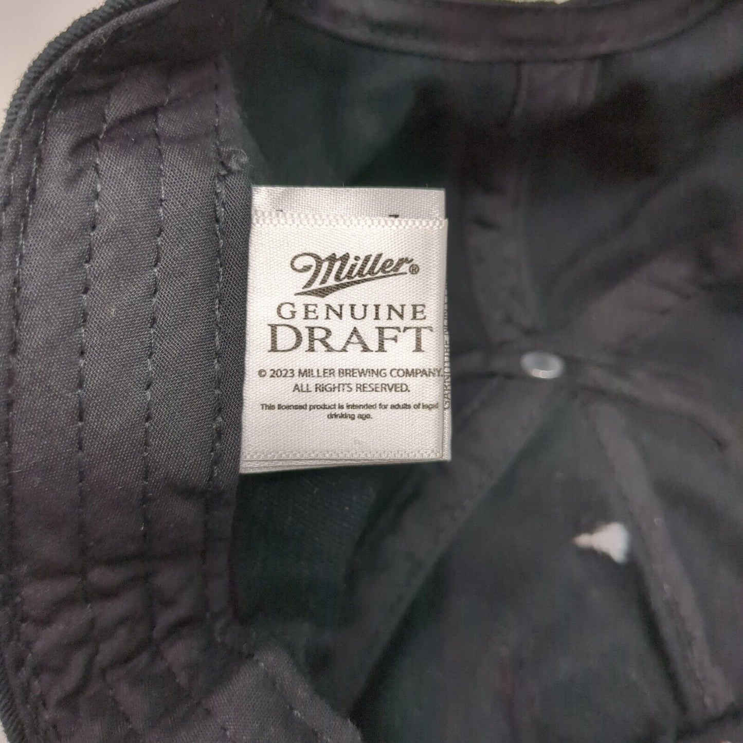 Miller Genuine Draft Snapback Hat Black OSFA Adjustable Rope 6 Panel Mad Engine