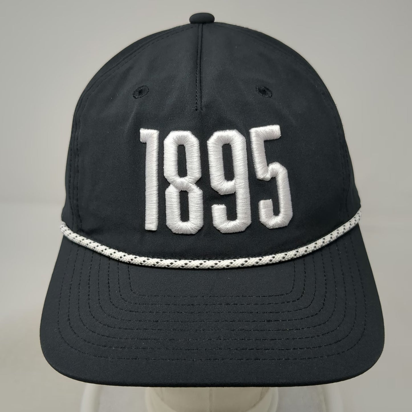 Swannies Golf 5 Panel Black Hat One Size 1895 Rope Performance Snapback Cap