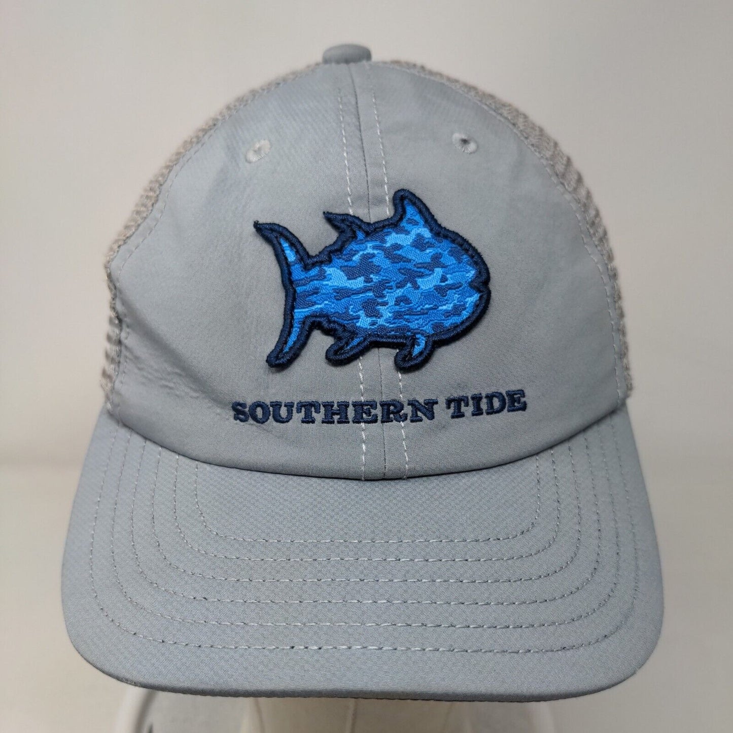 Southern Tide Skipjack Patch Snapback Mesh Back Trucker Hat Gray One Size