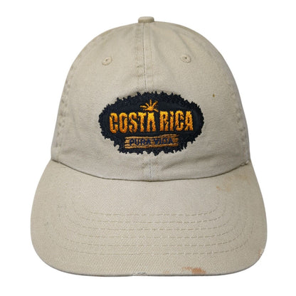 Costa Rica Pura Vida Slideback Hat Tan One Size Adjustable Embroidered 6 Panel