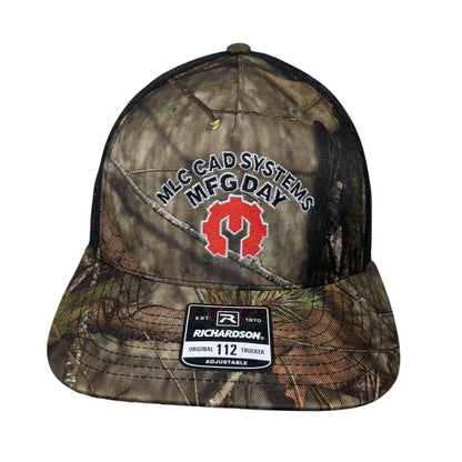 MLC CAD Systems MFG Day Snapback Trucker Hat Camo OSFA Mesh Back W/Tags