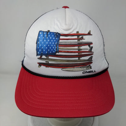 O'Neill Snapback Trucker Hat Multicolor OSFA Adjustable Patriotic Mesh Back