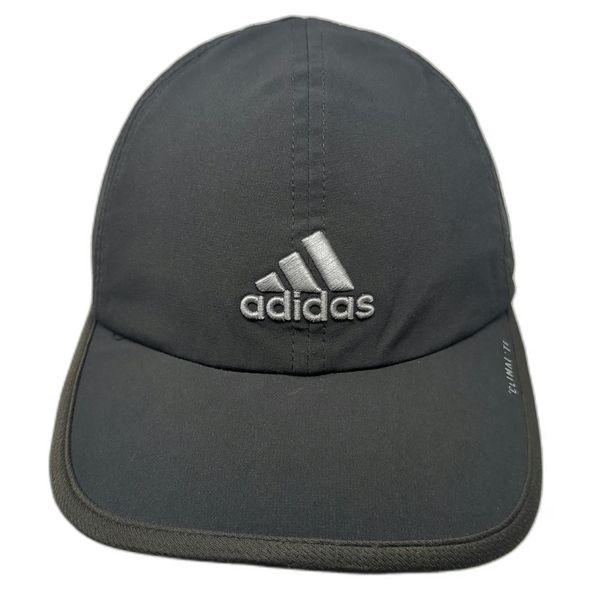 Adidas Baseball Cap Black One Size Climalite Performance Silver Logo Running Hat
