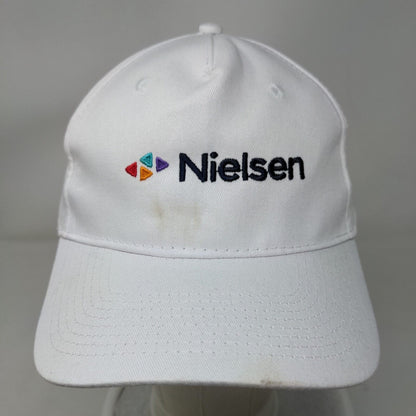 Nielsen Strapback Hat White One Size Embroidered Solid Port & Company