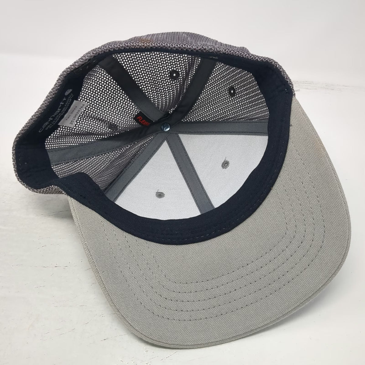 Carhartt Baseball Cap Gray One Size Fitted Mesh Back Embroidered Logo Work Hat