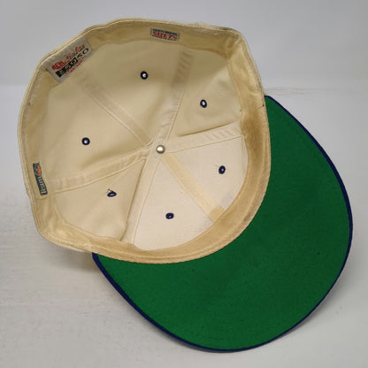 New Era Cap Beige Blue 7 5/8 Buffalo Bills 5950 Wool Made in USA Hat Vintage NFL