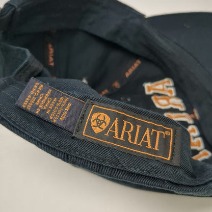 Ariat Baseball Cap Black One Size Slideback Orange Embroidered Logo Cotton Hat