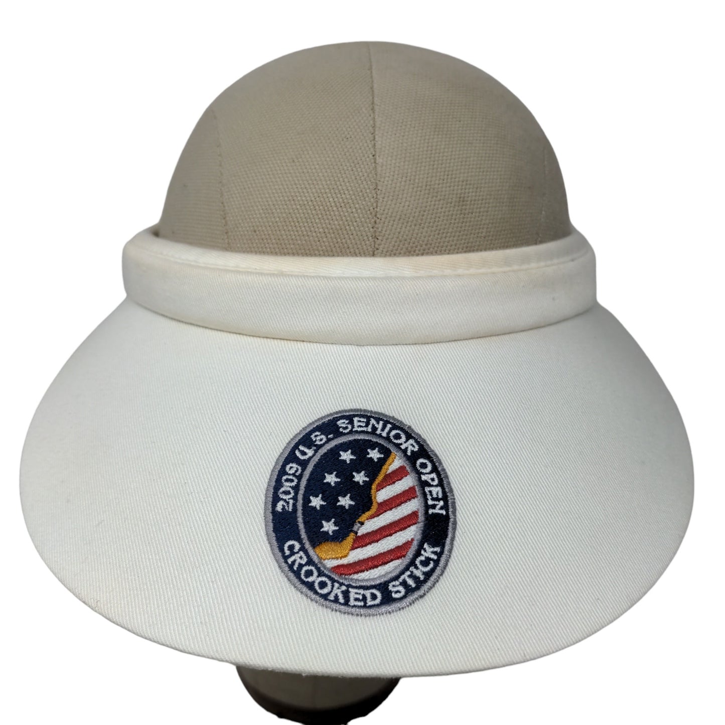 USGA Men's Sun Visor Hat Cap White Embroidered 2009 Senior Open Crooked Stick