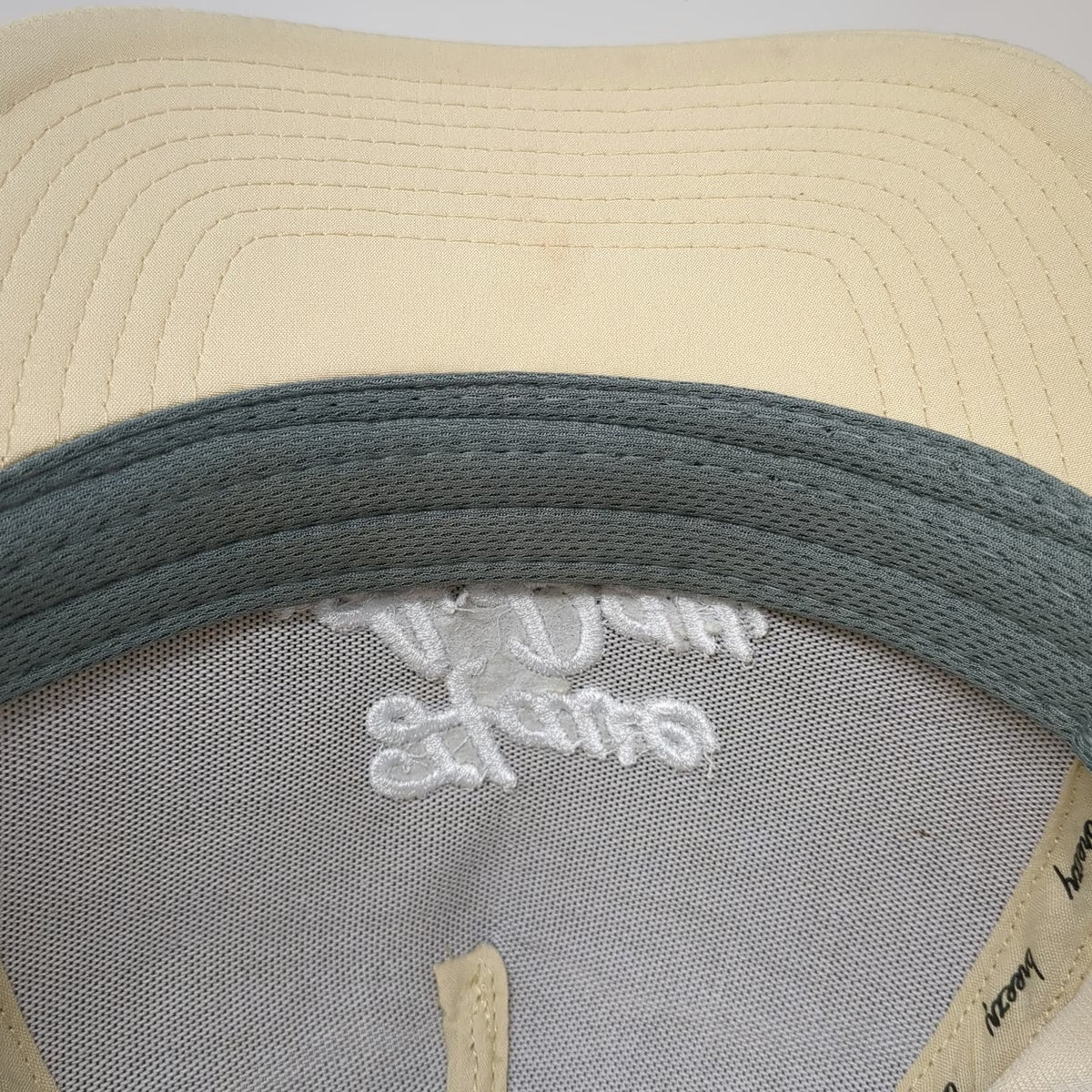 Breezy 5 Panel Hat Beige One Size Have A Day Embroidered White Rope Snapback