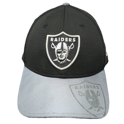 Las Vegas Raiders NFL New Era Black Gray L 39THIRTY Stretch Fit Curved Brim Hat