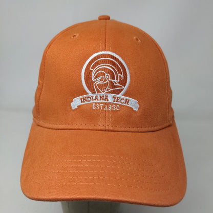Unbranded Men's Fitted Hat Orange Size S/M Embroidered Indiana Tech Logo