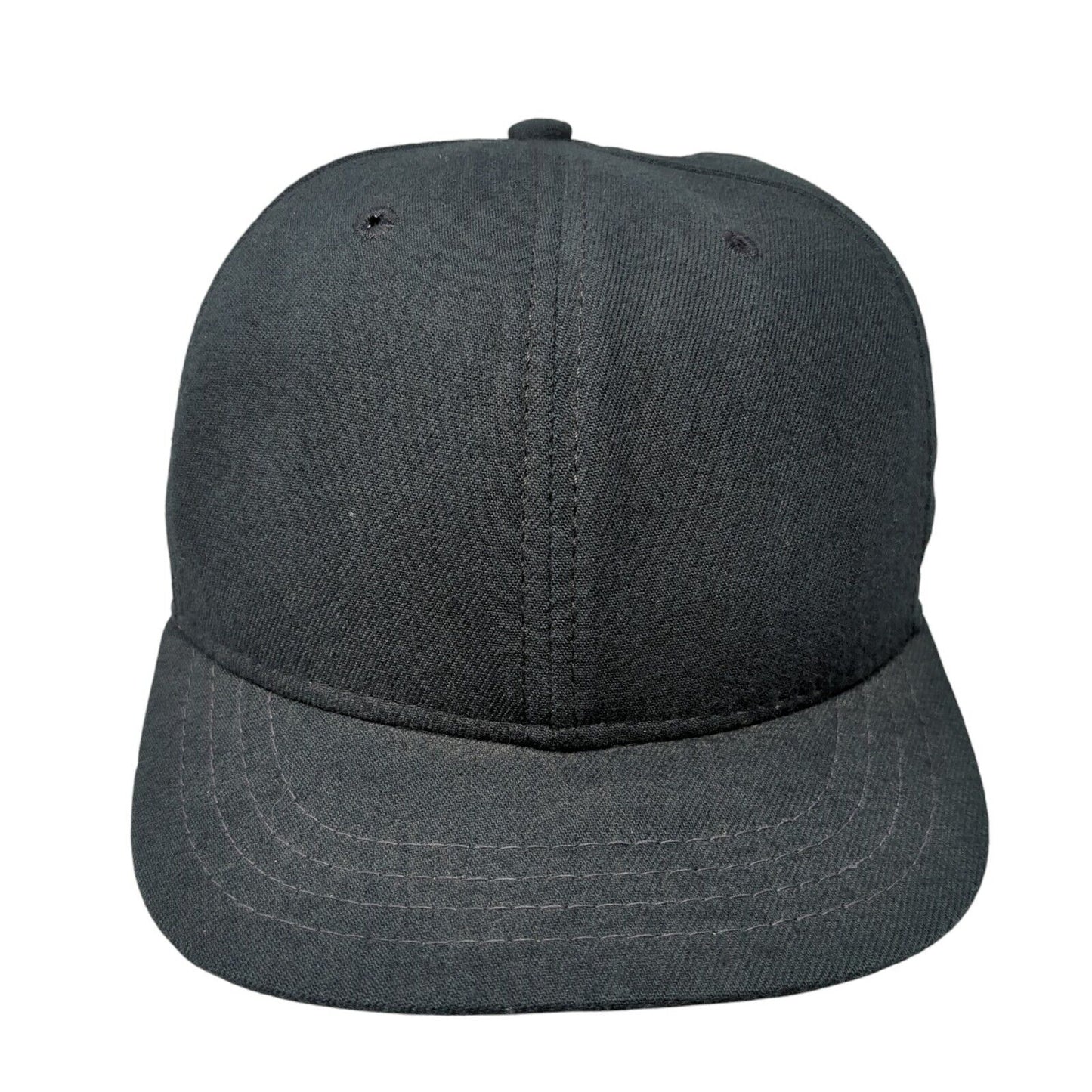 New Era Fitted Hat Black 6 7/8 Solid Blank 6 Panel Vent Holes Outdoor