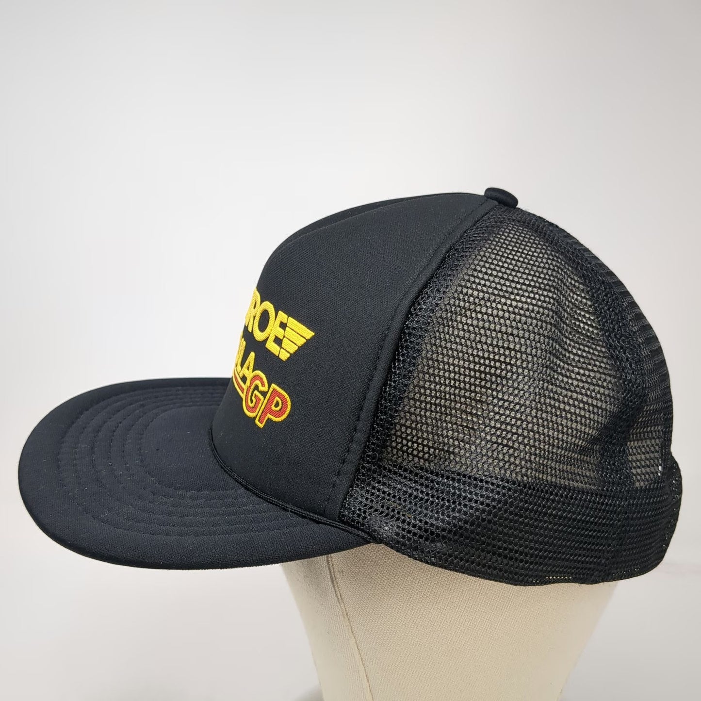 Monroe Formula GP Black Yellow Red Trucker Hat Snapback Mesh Racing Vintage