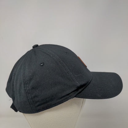Timberland Leather Patch Strapback Hat Black One Size Adjustable Solid