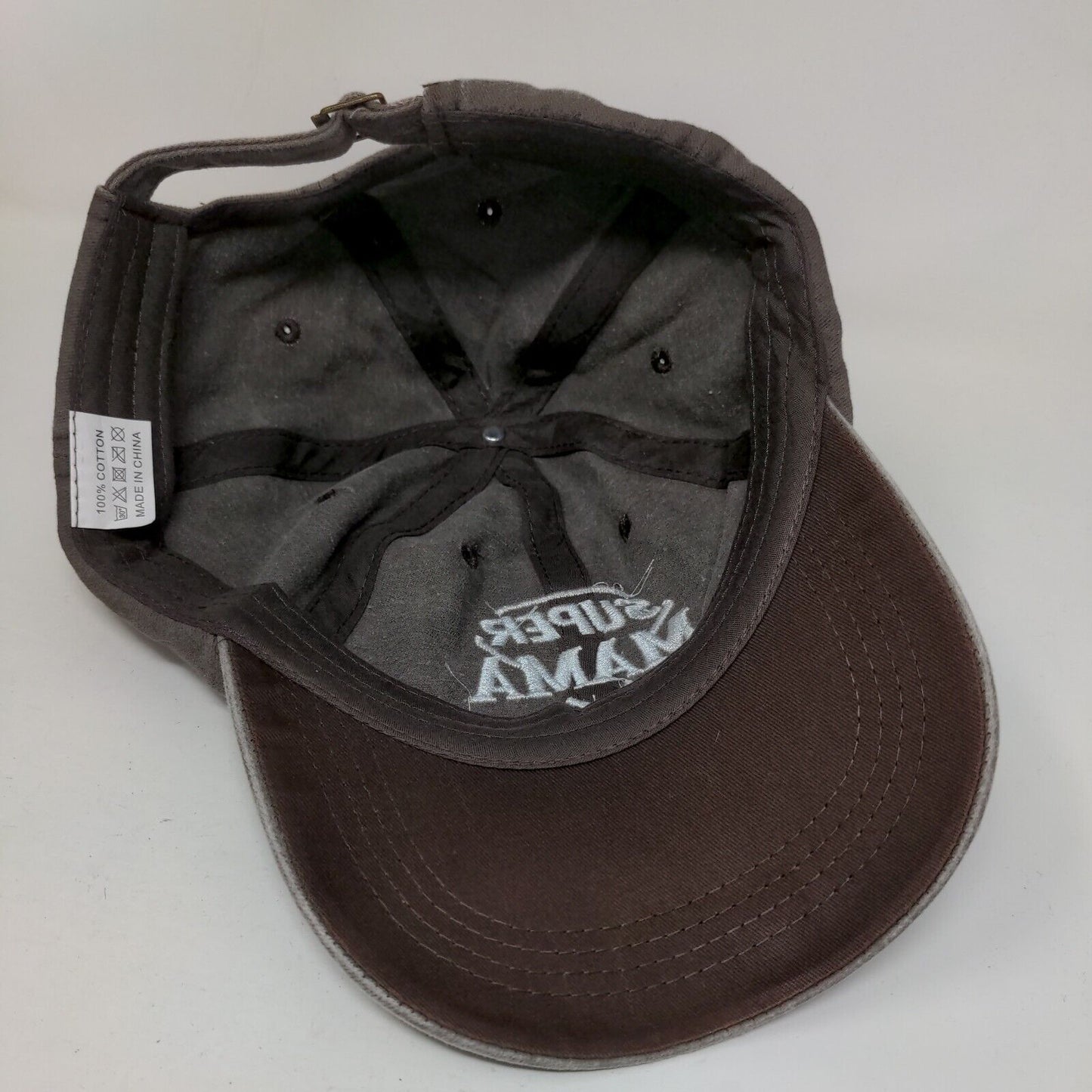 Super Mama Slideback Hat Brownish-Gray One Size Adjustable Embroidered Cotton