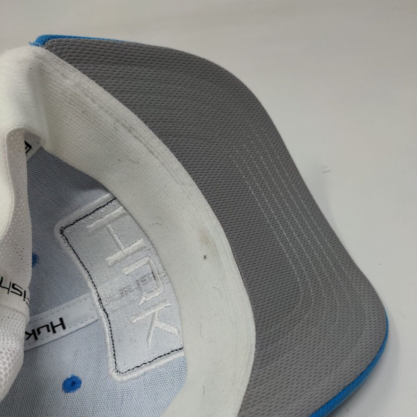 Huk Fishing Fitted Trucker Hat Blue S-M Breathable Mesh Back A-Flex Vented Holes