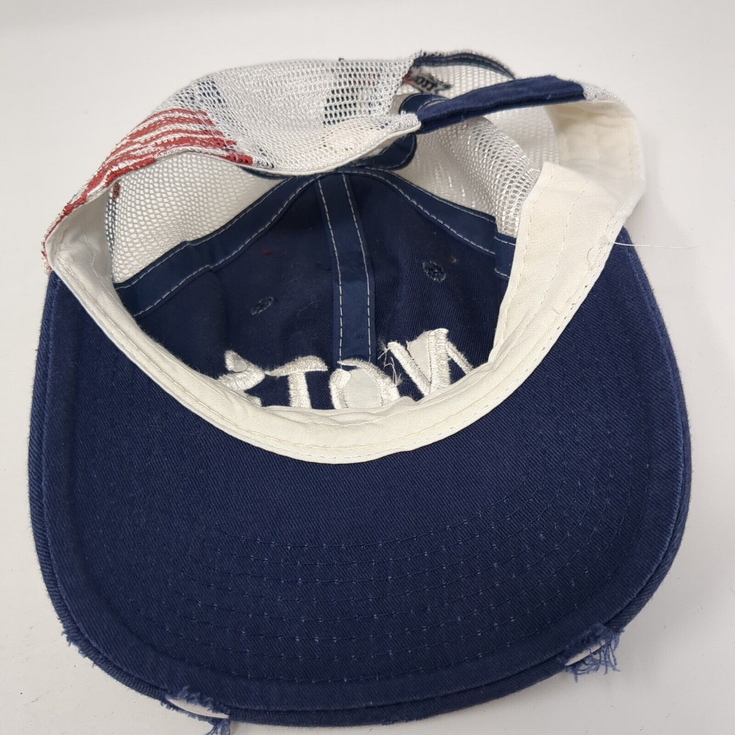 NOTS Strapback Hat Blue One Size Adjustable Distressed Mesh Back Outdoor Cap