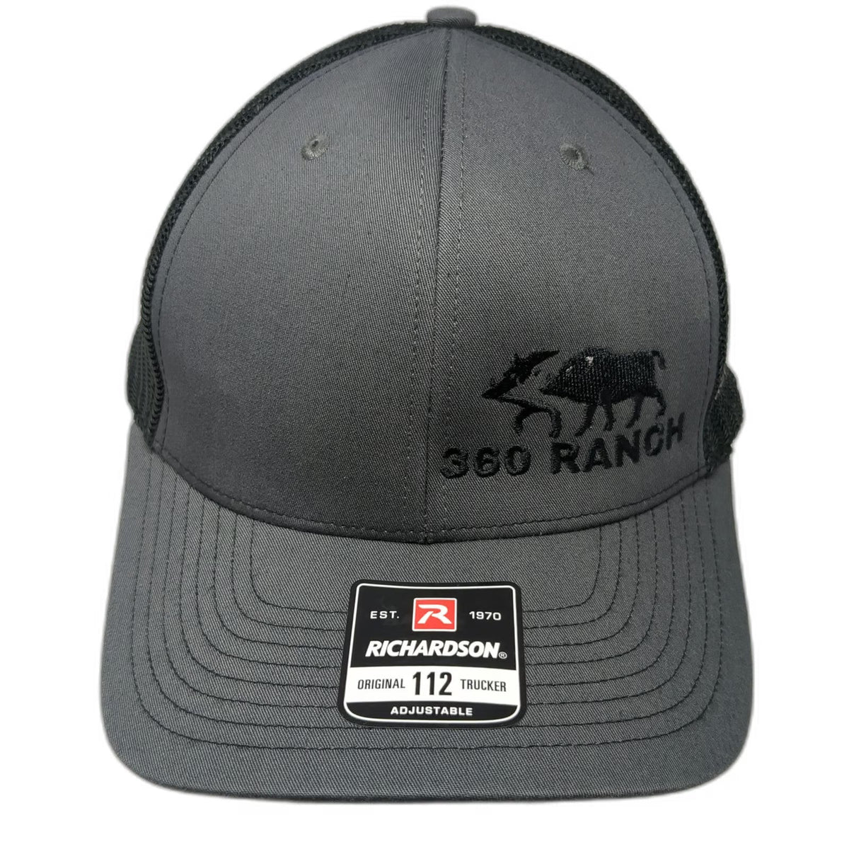 Richardson Trucker Hat Gray One Size 360 Ranch Boar Logo Mesh Snapback 112