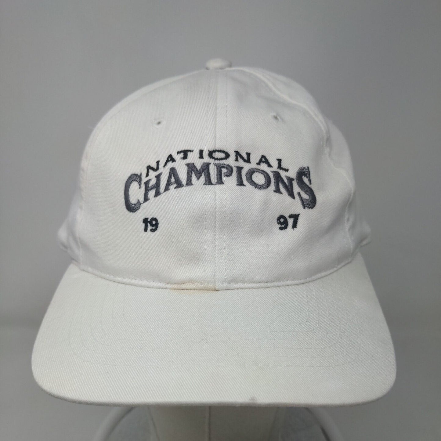 Sportsman Men's Snapback Hat White Embroidered National Champions 1997 Vintage