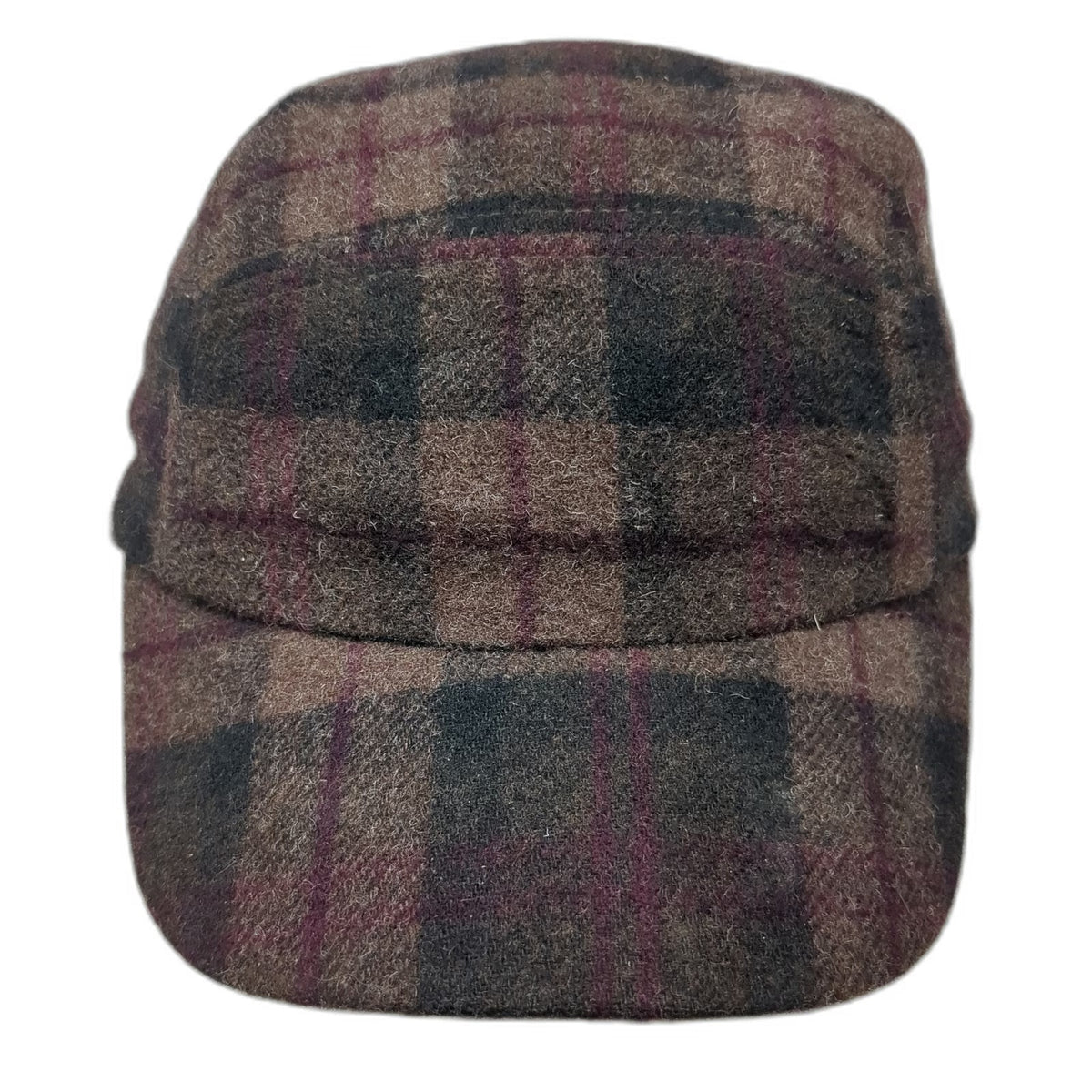 Banana Republic 5 Panel Brown S/M Fitted Plaid Wool Sherpa Lined Hat