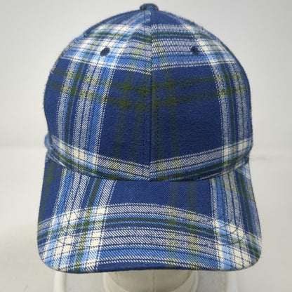 Backpacker Baseball Cap Blue One Size Plaid Cotton Strapback Hat Mountain Logo