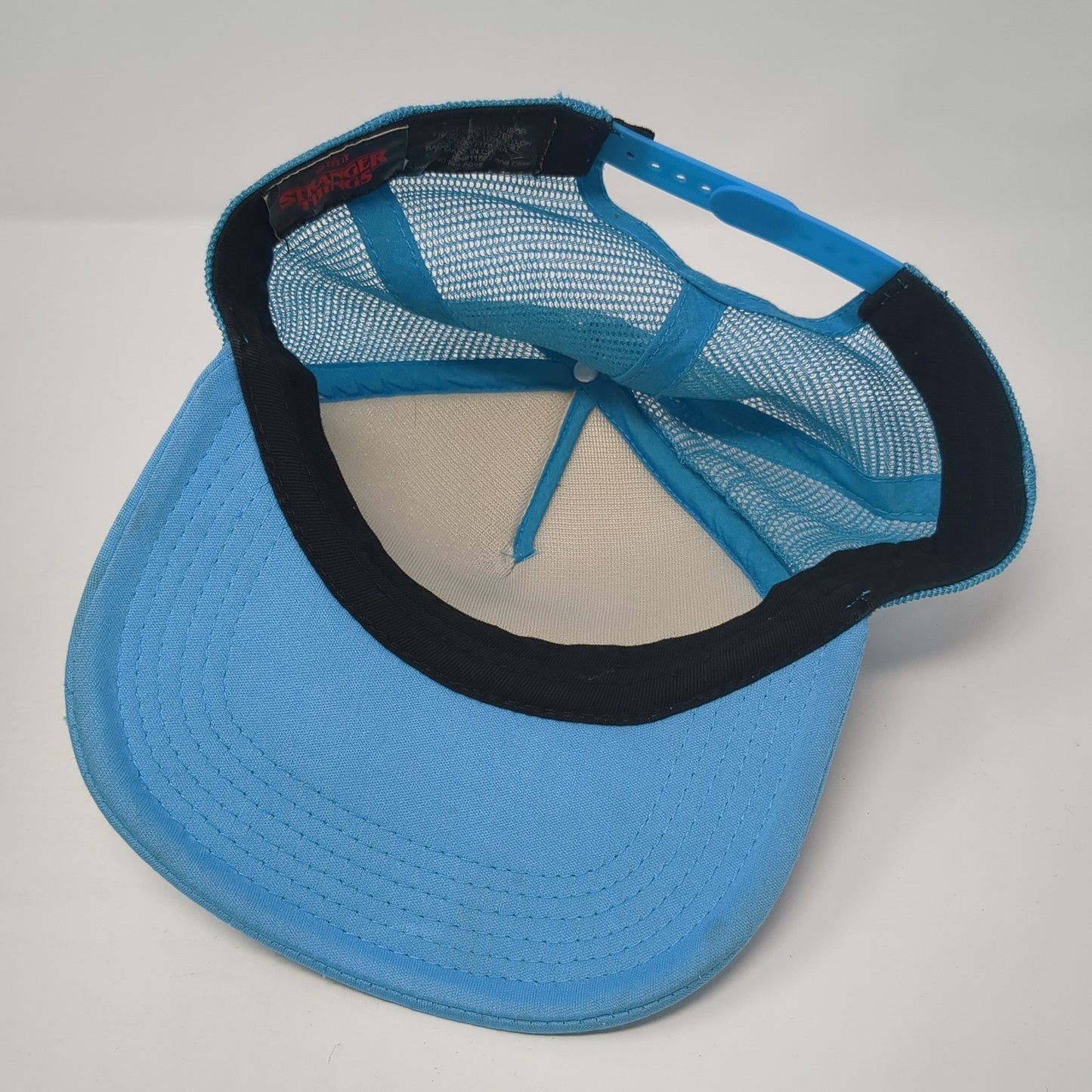 Thinking Cap Snapback Trucker Hat Blue One Size Mesh Back Stranger Things