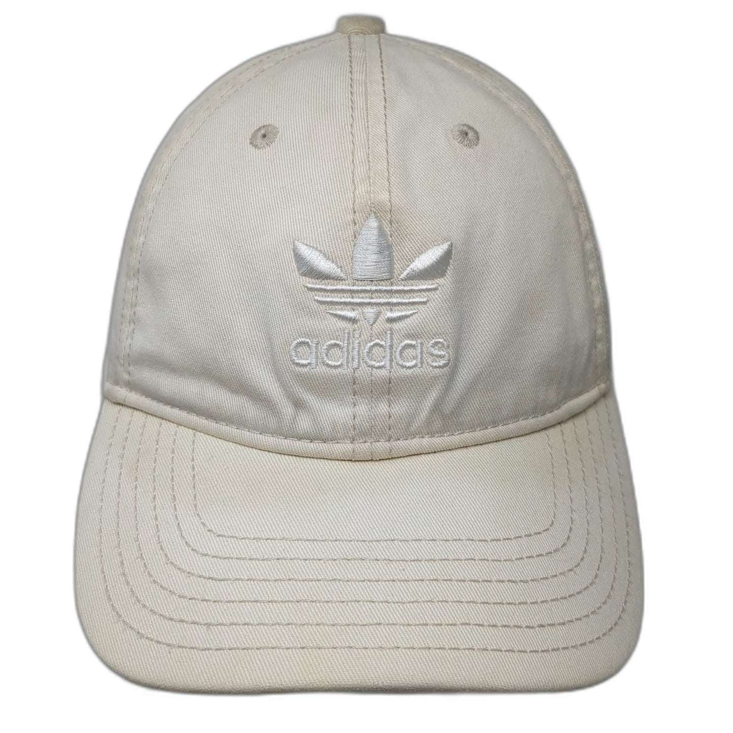 adidas Baseball Cap Beige One Size Trefoil Logo Slideback Cotton 6 Panel Hat