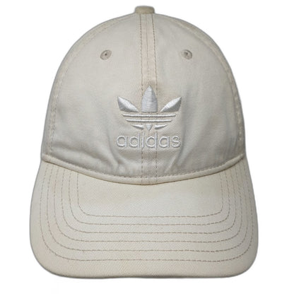 adidas Baseball Cap Beige One Size Trefoil Logo Slideback Cotton 6 Panel Hat