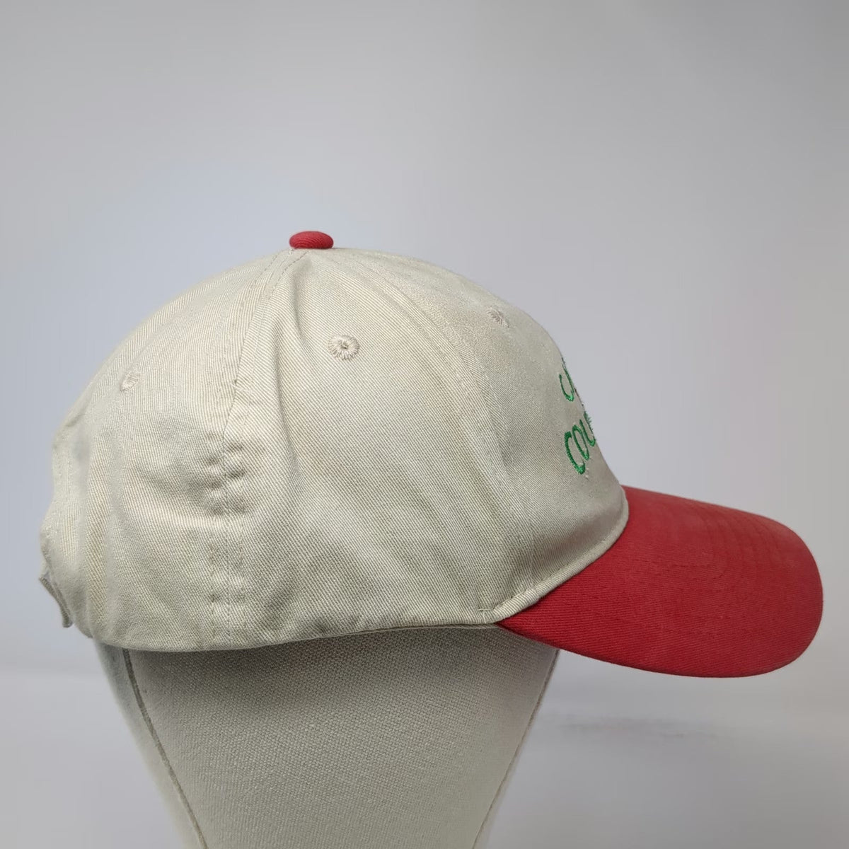 Pacific Headwear Baseball Cap Beige Red One Size Canaan Country Club Golf Hat