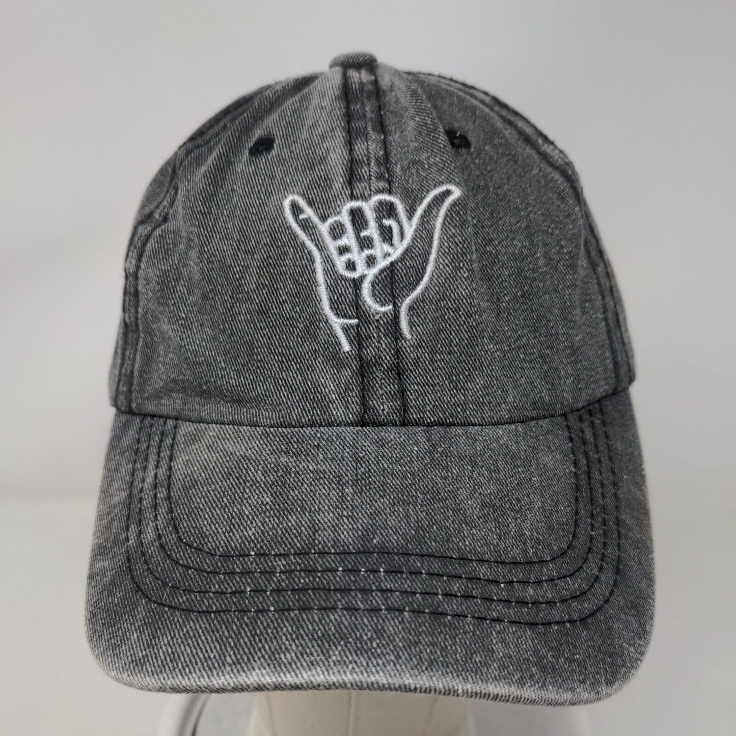 Shaka Sign Slideback Hat Gray One Size Embroidered Adjustable 6 Panel