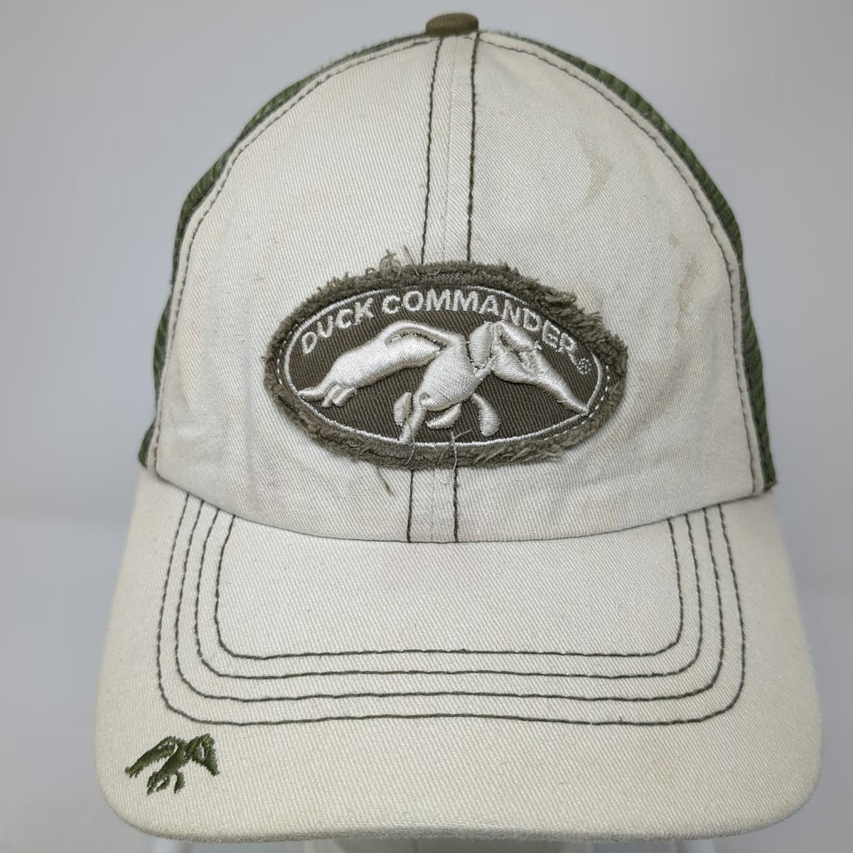 Duck Commander Baseball Cap Beige Green One Size Mesh Back Arise Kill Eat Hat