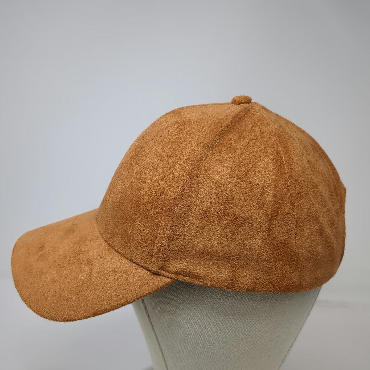 Baseball Cap Brown One Size Suede Strapback Solid Plain Blank Curved Brim Hat