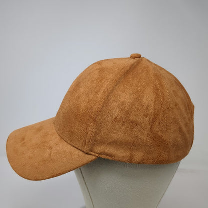 Baseball Cap Brown One Size Suede Strapback Solid Plain Blank Curved Brim Hat