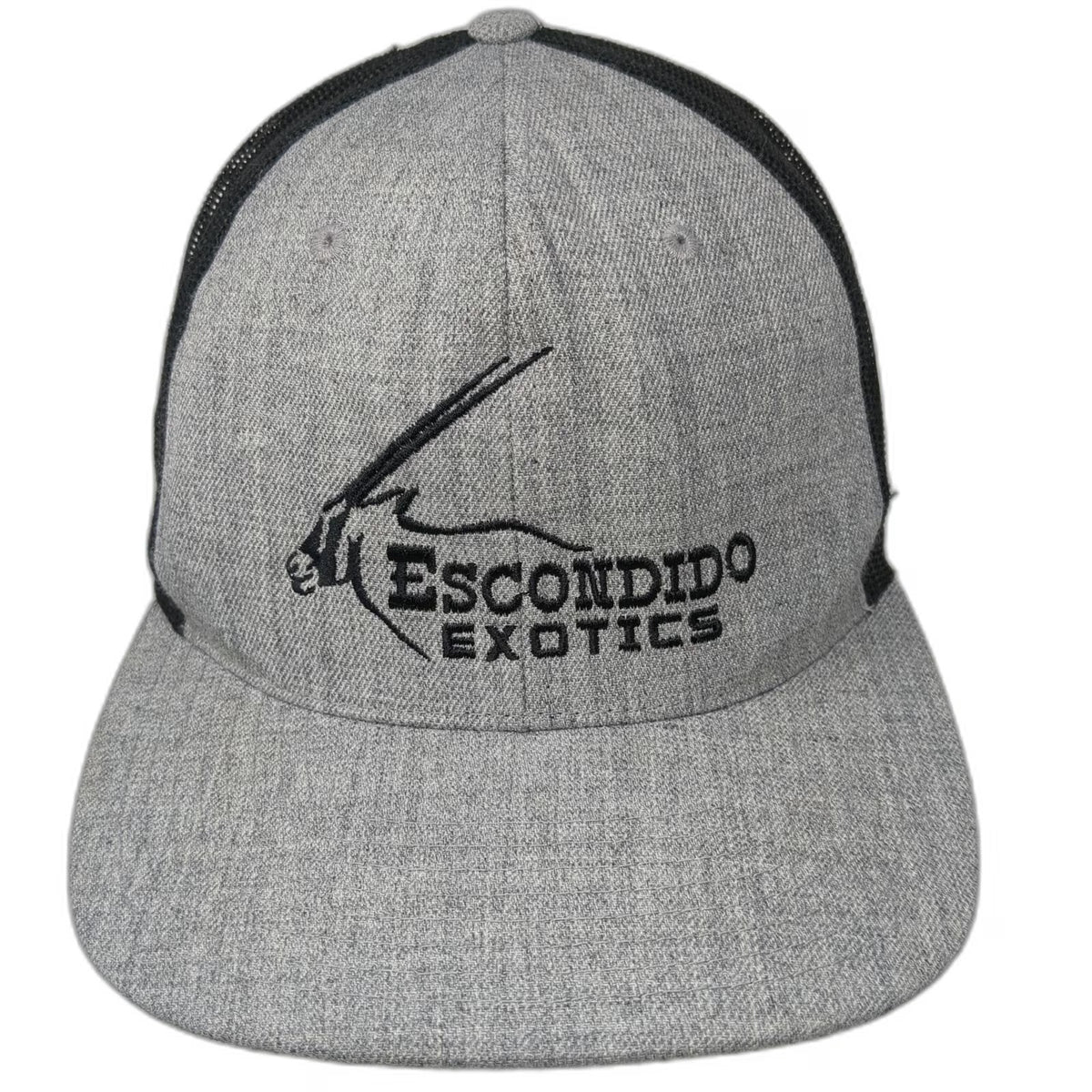 Trucker Hat Gray One Size Escondido Exotics Logo Mesh Snapback Flat Brim Hat