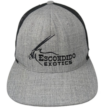 Trucker Hat Gray One Size Escondido Exotics Logo Mesh Snapback Flat Brim Hat