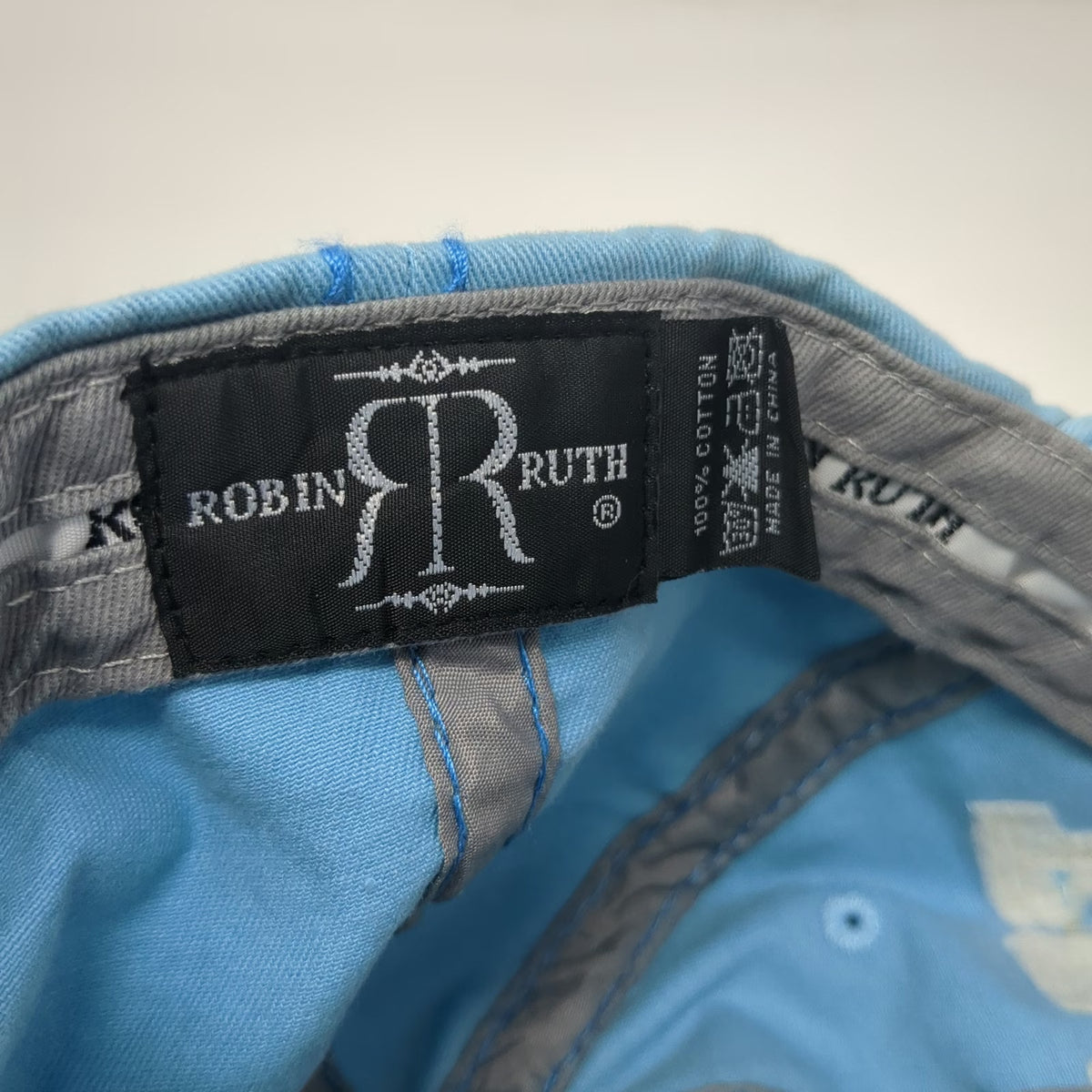 Robin Ruth Baseball Cap Blue One Size Texas Floral Embroidered Distressed Hat