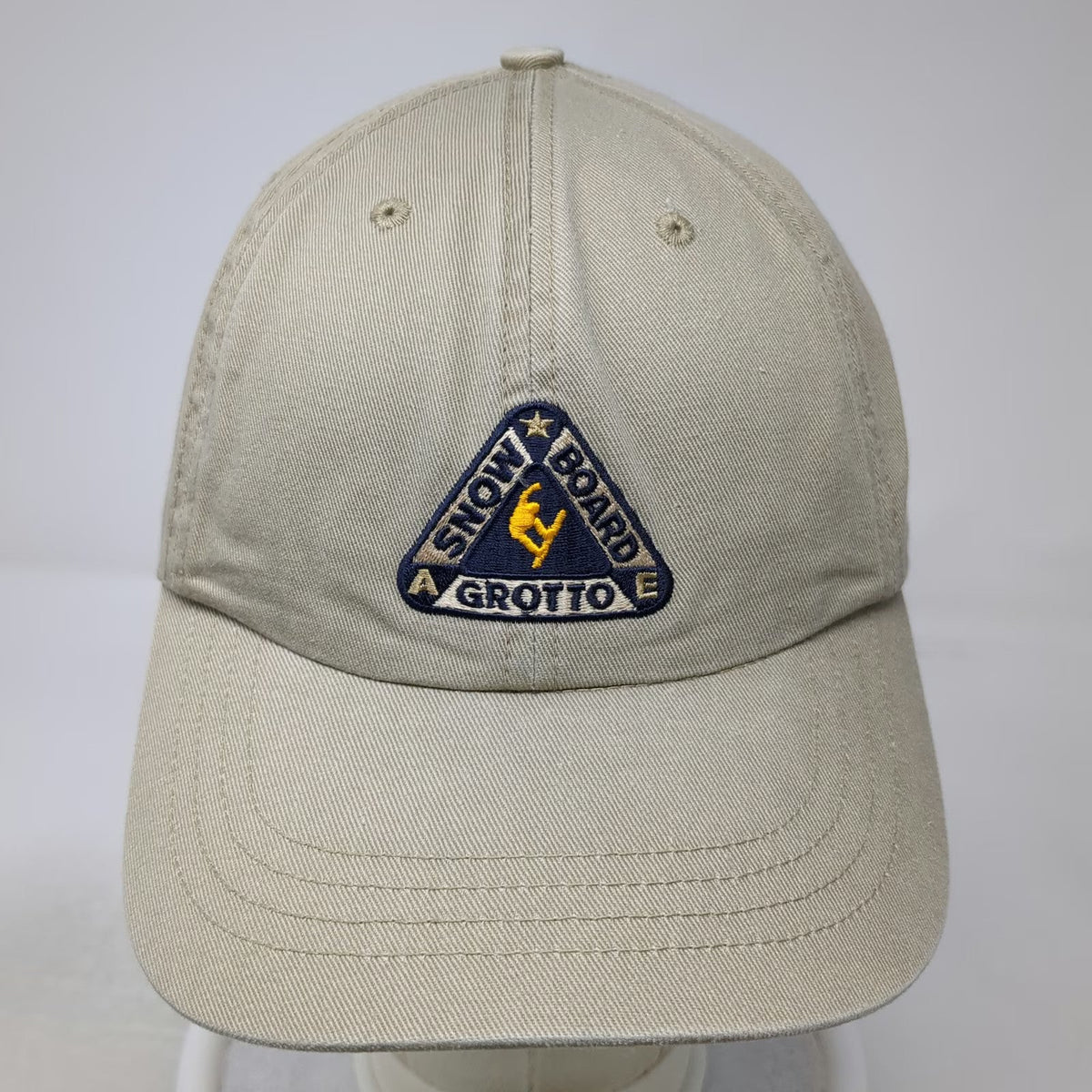 AE Performance Baseball Cap Beige One Size Slideback Leather Strap Grotto Hat